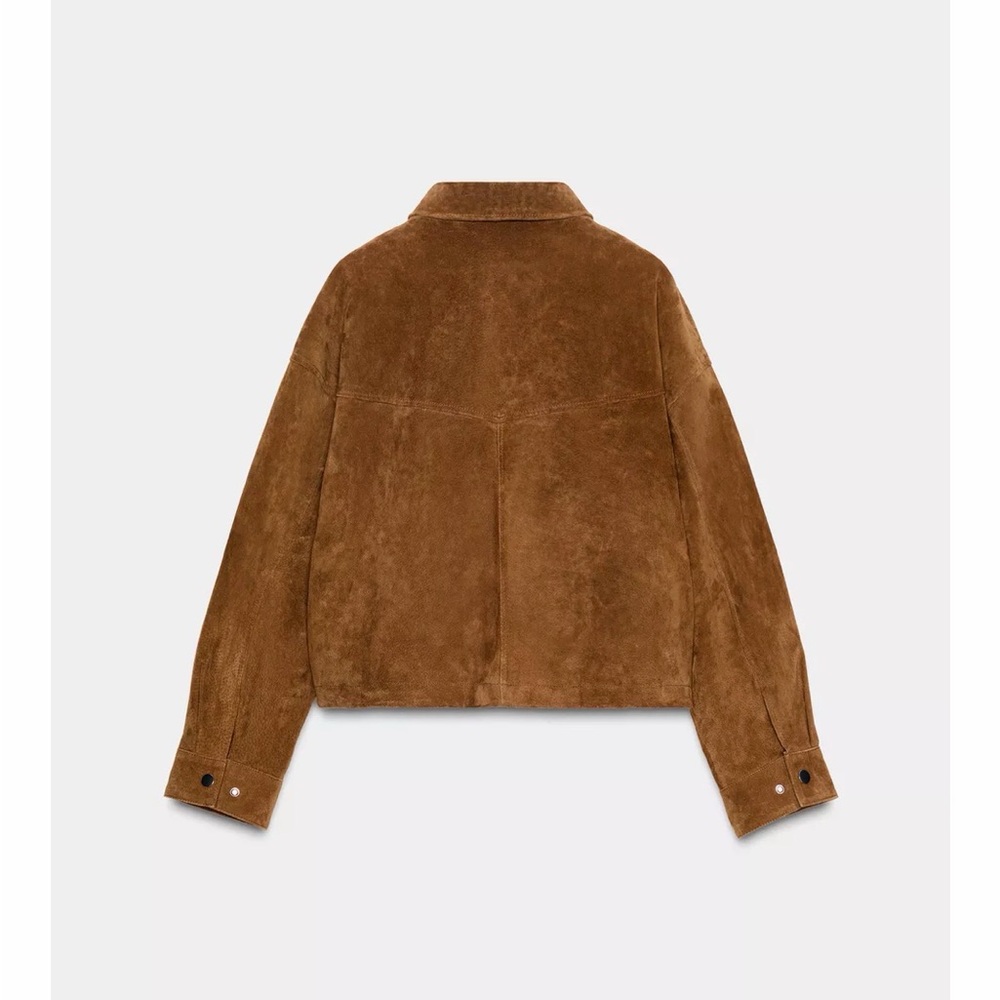 ZARA 100% LEATHER BOMBER JACKET - Picture 7 of 14